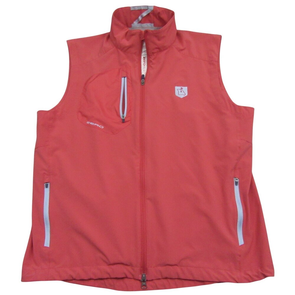 Zero Restriction Mens Vest L Red Salmon Missouri‎ Embroidered Stretch